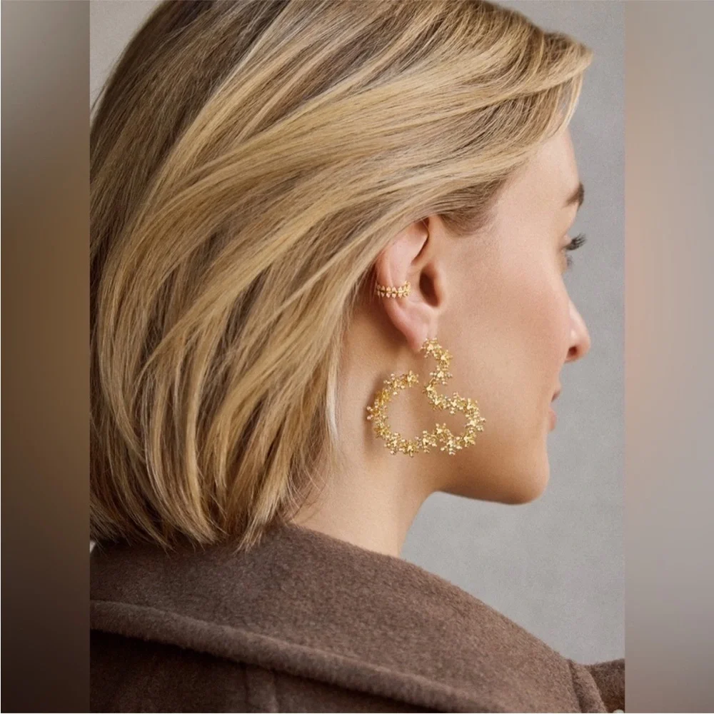 Disney Baublebar Mickey Head Snowflake Gem Earrings NEW
